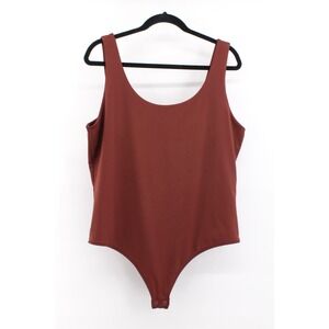 Express sleeveless body contour thong bodysuit‎ women's XL Cognac Brown